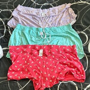 Set of Three Women's Shorts in Pink, Mint, and Lavender